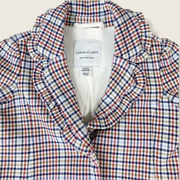 Janie and Jack 6-12M Plaid Gold Button Blazer - Picture 4 of 6